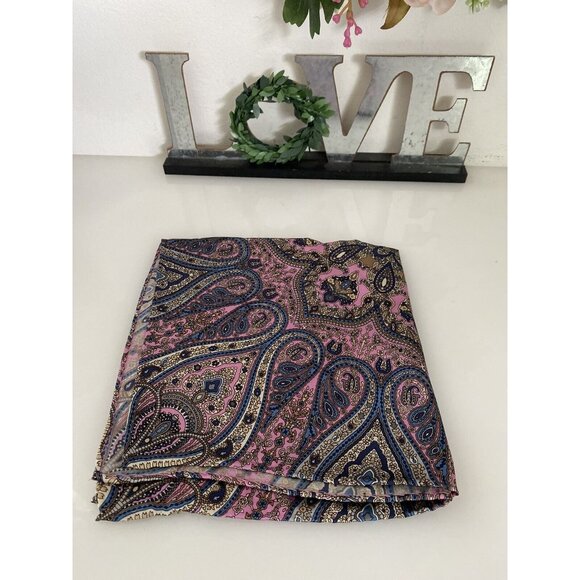 Jos A Bank Mens 14.5 X 14.5” Pink Blue Paisley 100% Silk Pocket Square New W Tag - Picture 16 of 16